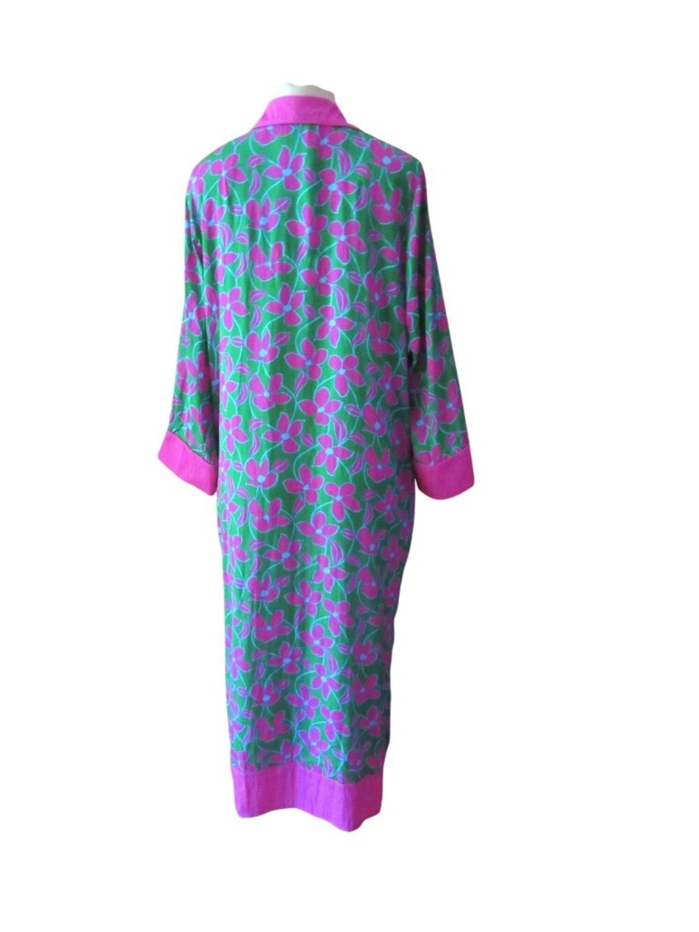 Kate Spade Floral Green Pink Full Length Nightgown Lounge Dress SZ XL - Picture 7 of 9